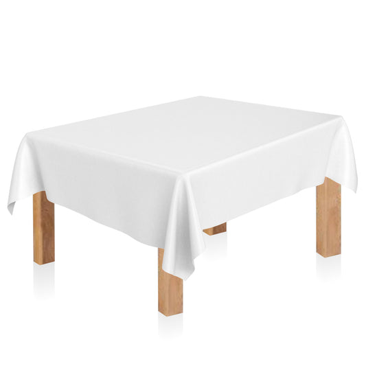 PibXon 1-Pack White Table Cloths Rectangular for 6ft Table – Polyester Table Cloth 60x84 Inches - Washable, Wrinkle-Resistant Stretch Table Cover for Events, Weddings, Banquets, Parties